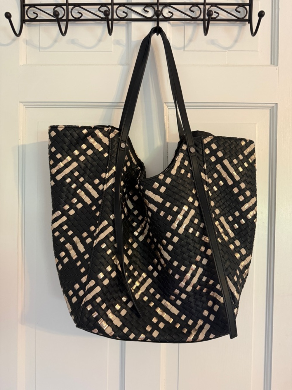 Woven Black & Gold Cara Tote Bag